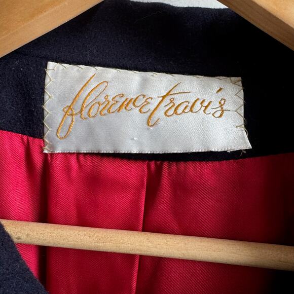 Vintage Wool FLORENCE TRAVIS Navy Pea Coat - Picture 4 of 7